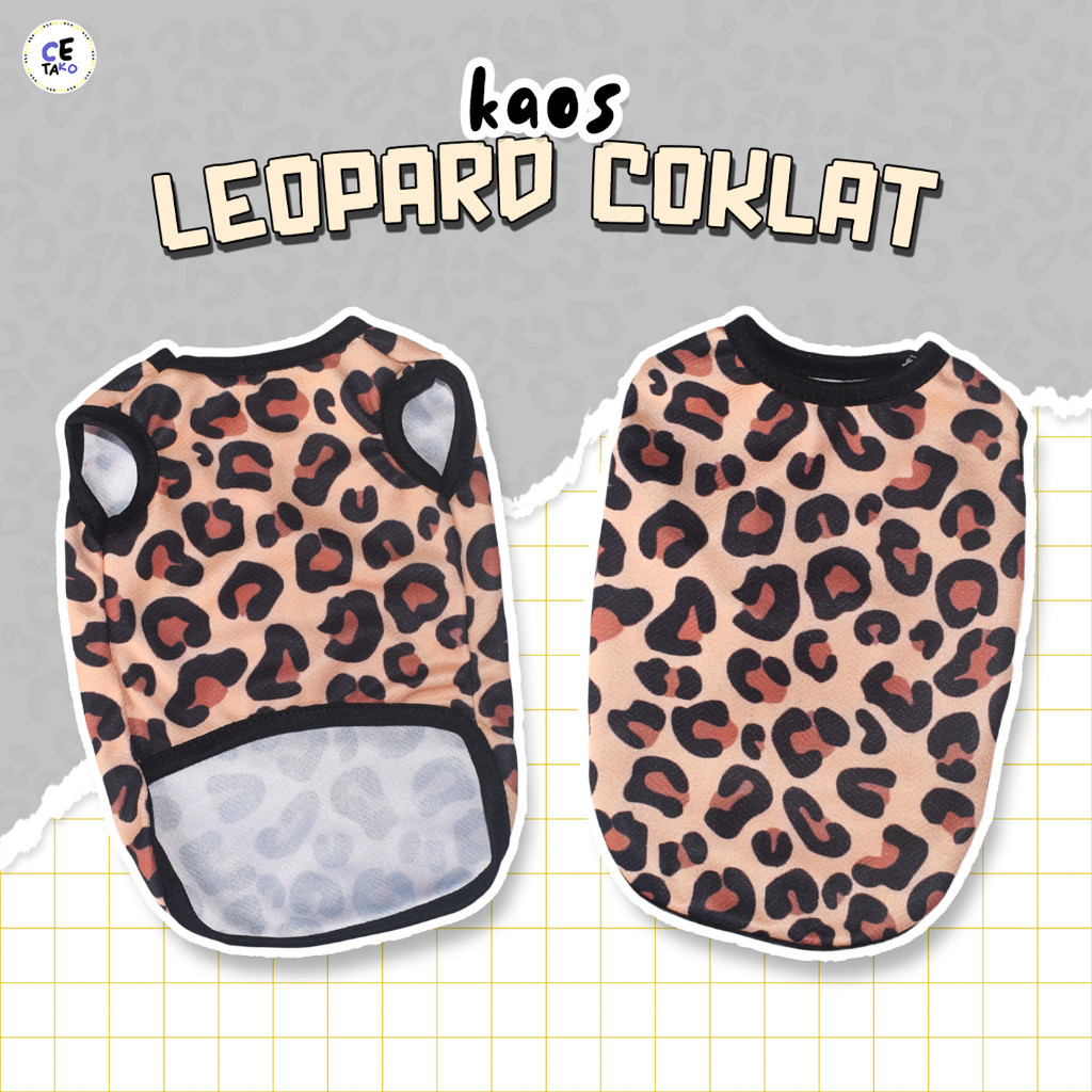 Baju Kucing Anjing Size Jumbo Motif Leopard Macan Tutul Hitam Coklat Untuk Kucing Anjing Size Jumbo