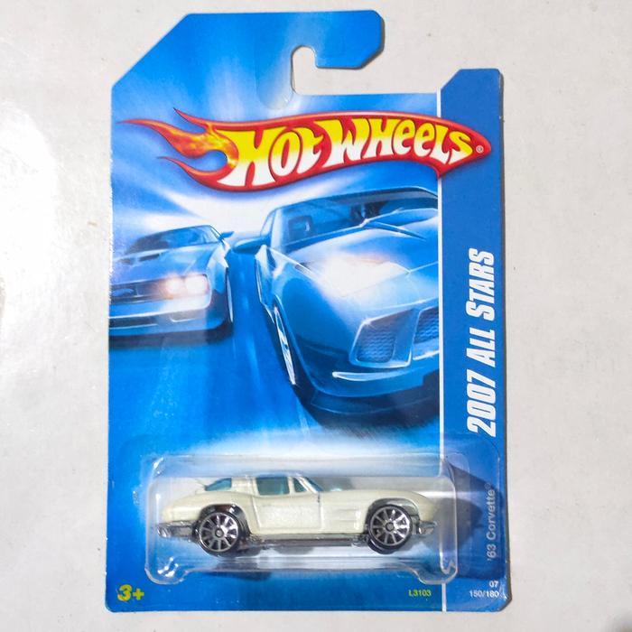 Mainan Hot Wheels 63 Corvette Split Window putih 2007 All Stars