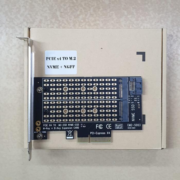 PCI Express to 2 Slot M2 SSD (NGFF & NVME) Free Bracket Low Profile