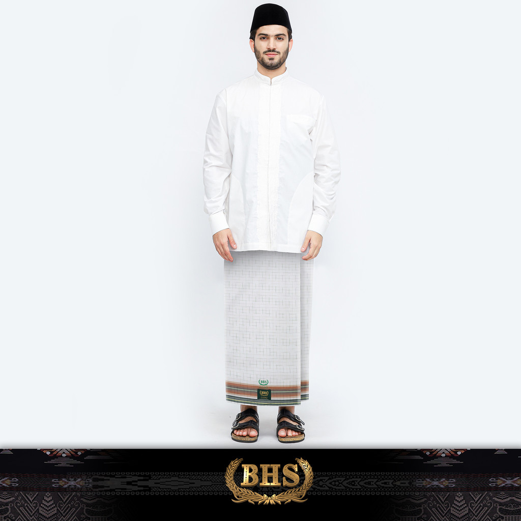 Sarung BHS Cosmo Gold Motif K26 PRC SJ Putih Coklat