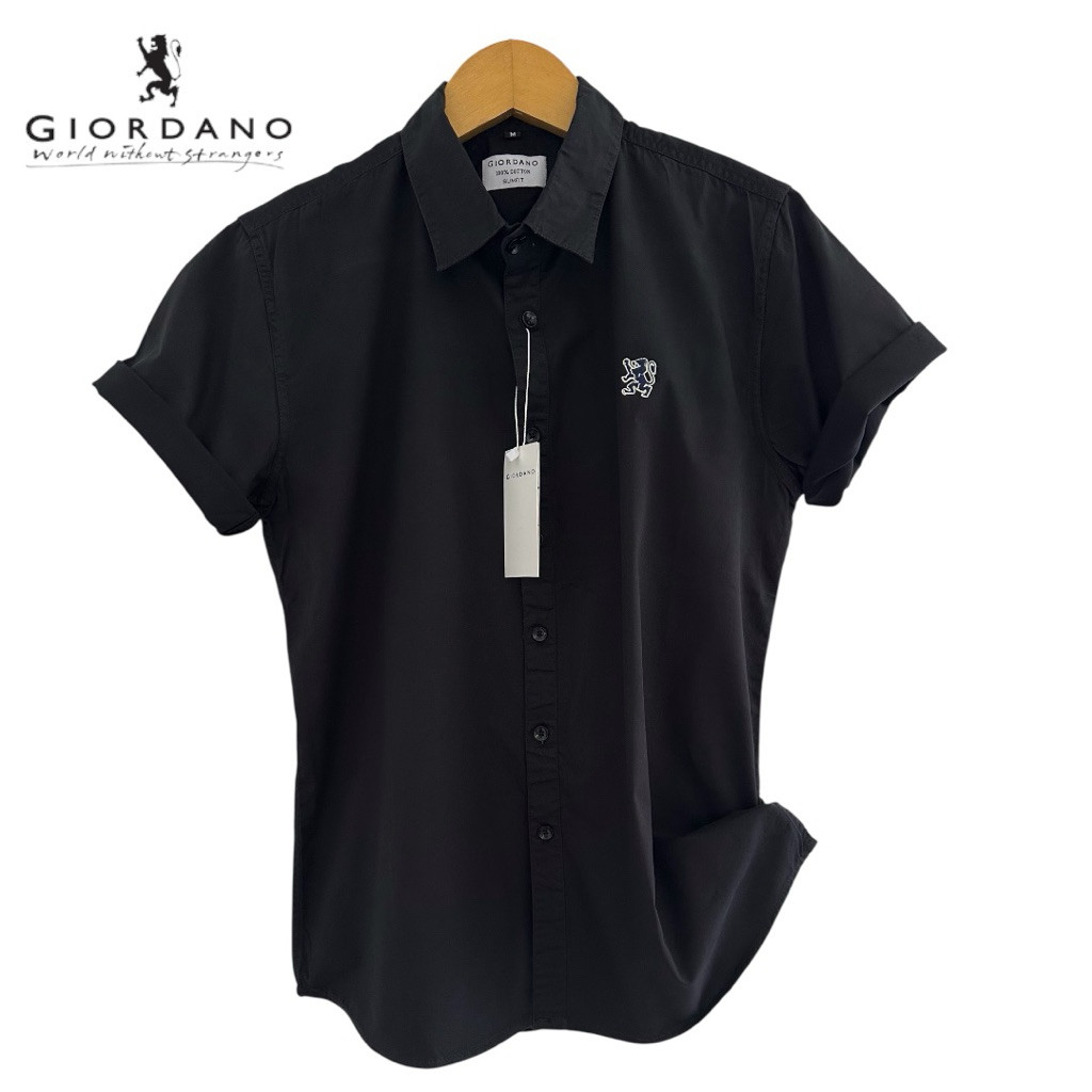 KEKERUN Giordano Kemeja Pria Lengan Pendek Slim Fit | Kemeja Giordano Pendek Premium