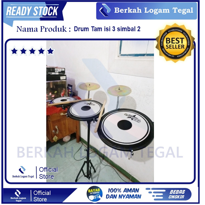 MGA Tam tam drum isi 3 dengan 2 simbal termurah ( bonus stik ) Berkulitas ready stok