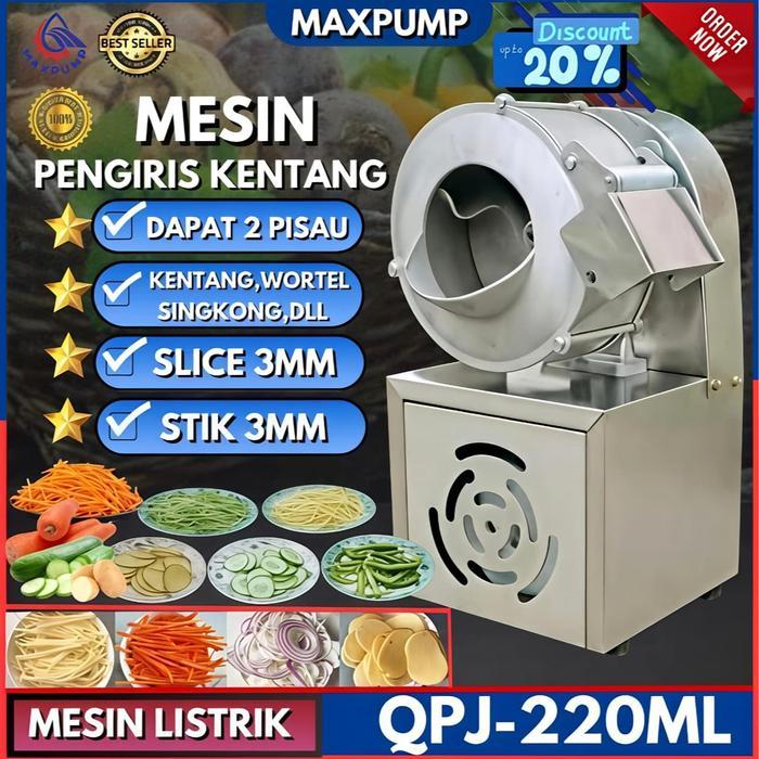Sale MAXPUMP Mesin Pemotong Kentang Listrik 180W 220V Alat Pemotong Sayuran Potato Cutter Chipper Fr
