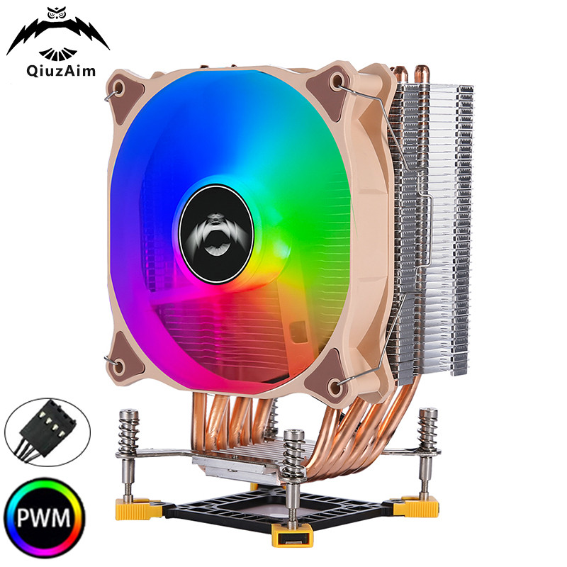 QiuzAim PC Processor Heatsink 6 Heat Pipe 120mm Fan 4pin/PWM CPU Cooler lga1150 1151 Air-Cooled tall