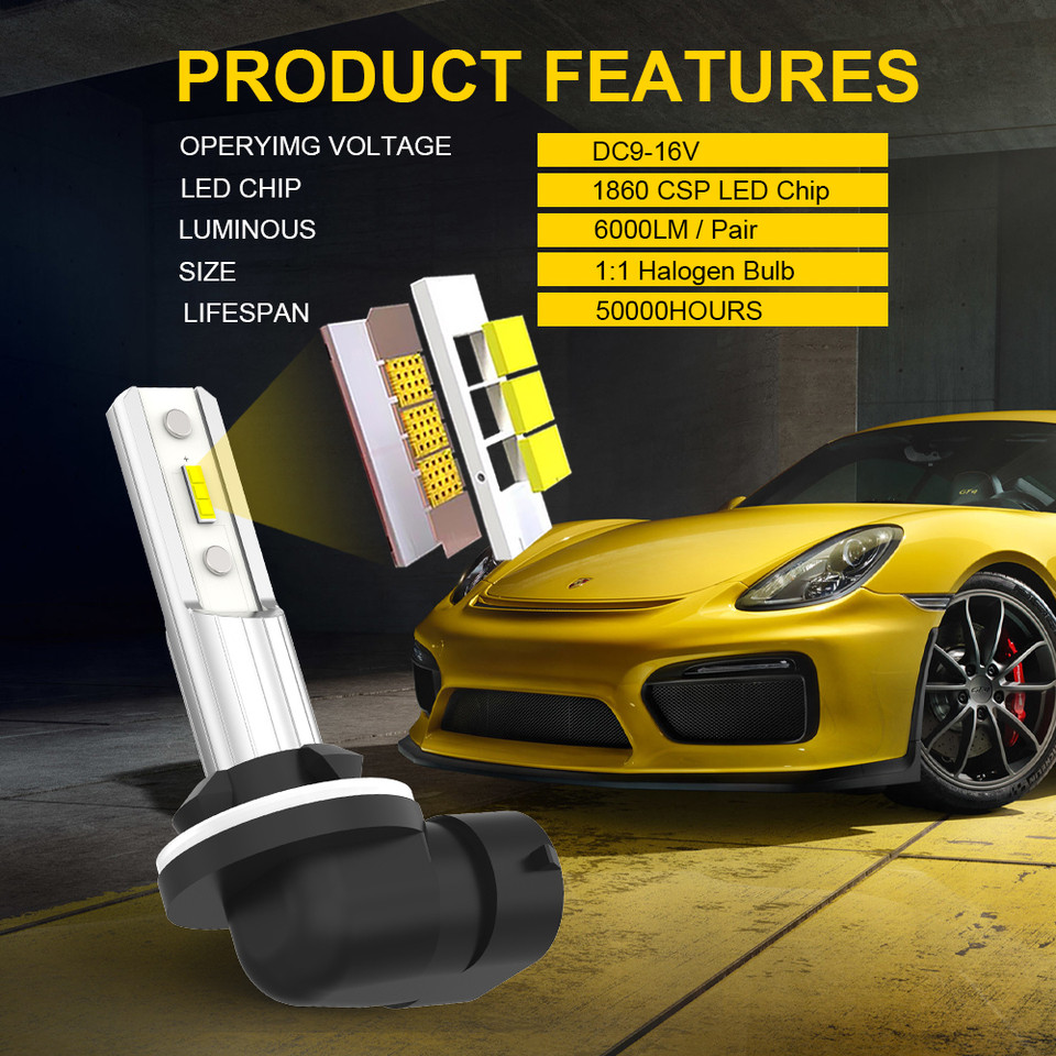 BMTxms 2PCS H27 880 H27W/1 881 H27W/2 H27W LED Fog Lights DRL Canbus For Hyundai Su Jeep Ford Nissan