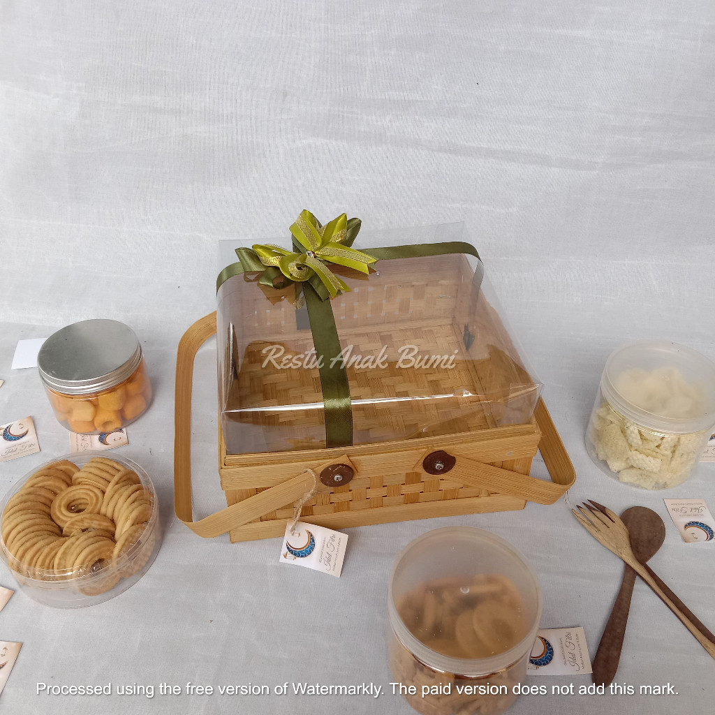 ( R25 ) B057 (Ramadhan Series) Rantang Asap Mika Tinggi 20cm, 25cm 30cm Pita l rantang anyaman bambu