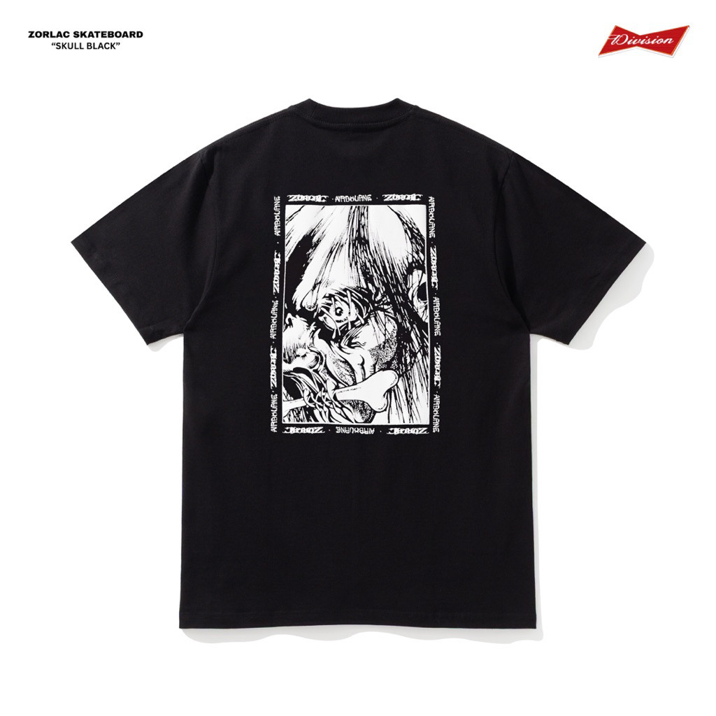 (COD) Zorlac Skateboard - Skull Tshirt - Black | Baju Vintage