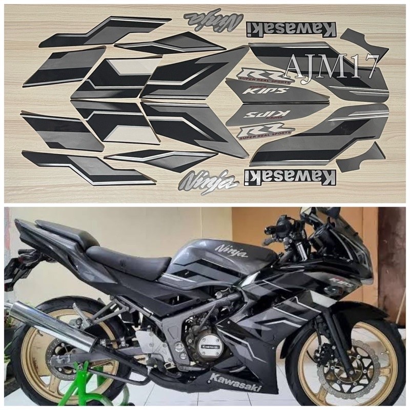 STIKER STRIPING MOTOR NINJA RR NEW 2015 HITAM ABU