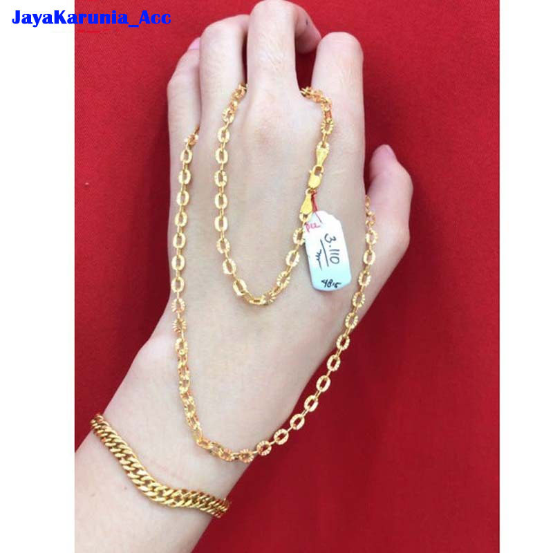 Set Perhiasan Nori Medan panjang 45cm Warna Emas muda 24k kadar 19,9 Anti Karat ada surat dompet