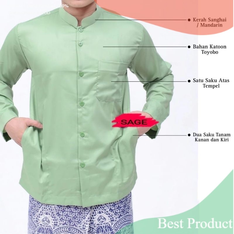 Baju Koko Haibah EXSKLUSIVE Saku Samping Model Ammu- pakaian pria lainnya