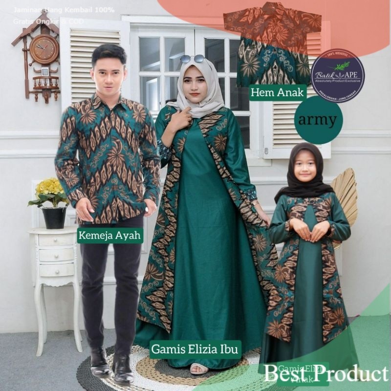 COUPLE FAMILY TOYOBO HIJAU TUA HIJAU BOTOL ARMY GREEN BOTLE SERAGAM KOPEL SARIMBIT KELUARGA GAMIS CA