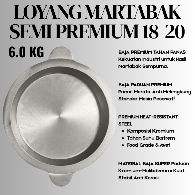 Wajan Datar Martabak Telur Baja Hitam Lebar 40cm - Tebal & Kokoh