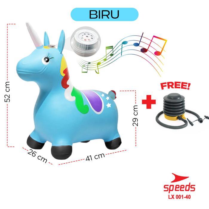 (Toys Edu) SPEEDS Jumping Horse Tiup Mainan Kuda Kudaan Karet Hiburan Toys Anak Tanpa Pompa Plastik 