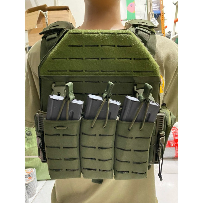 Rompi Body Vest Laser Cut Hijau Army