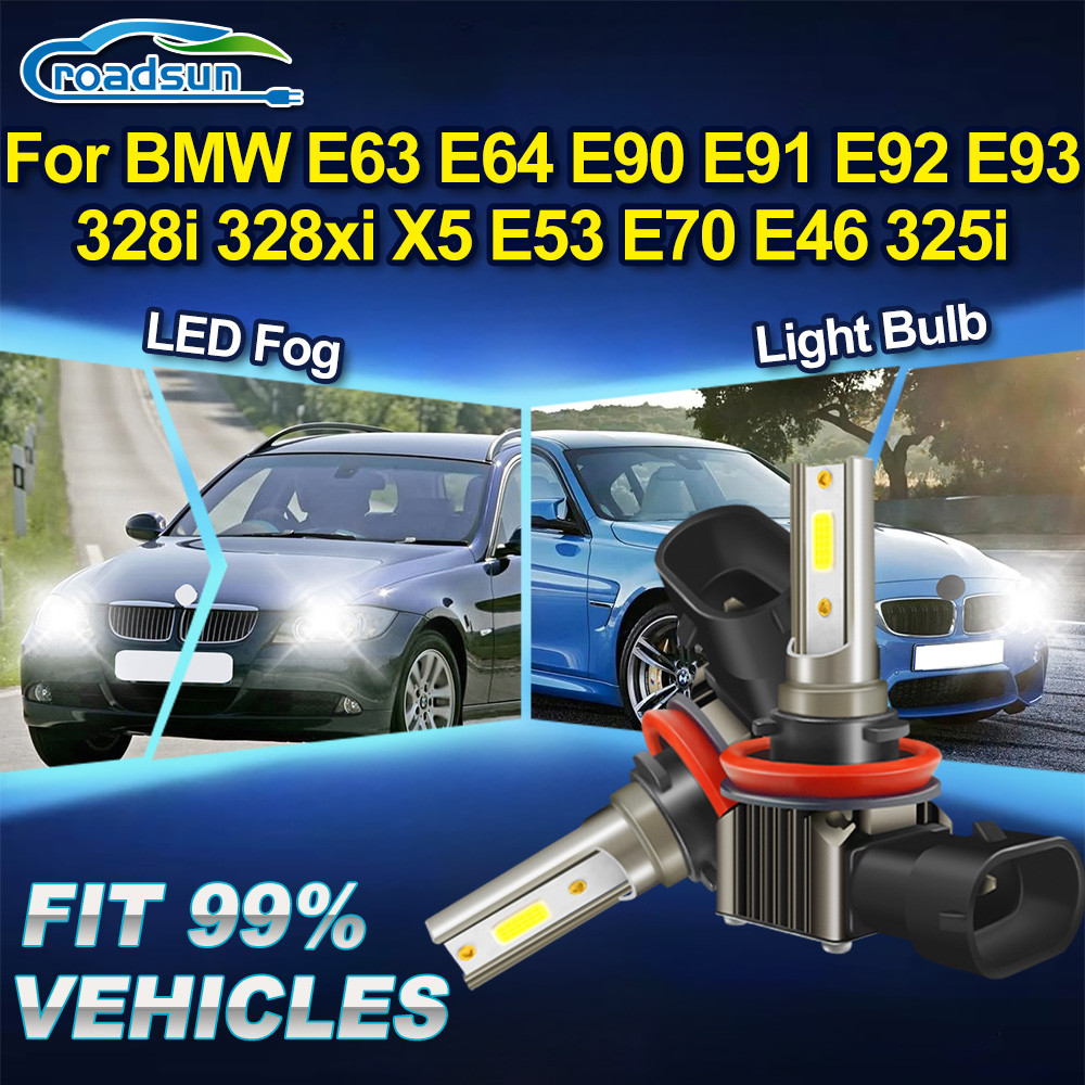 ROADSUN 2X Canbus Lampu Kabut LED Mobil untuk BMW E63 E64 E90 E91 E92 E93 328i 328xi X5 E53 E70 E46 