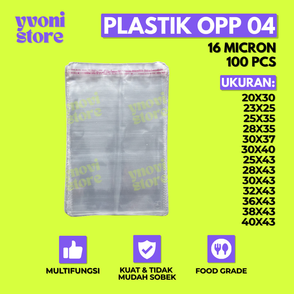 Plastik OPP 04 TP 16 Micron  // HARGA TERBAIK LANGSUNG DARI PABRIK // 20x30 // 23x25 // 25x35 // 28x
