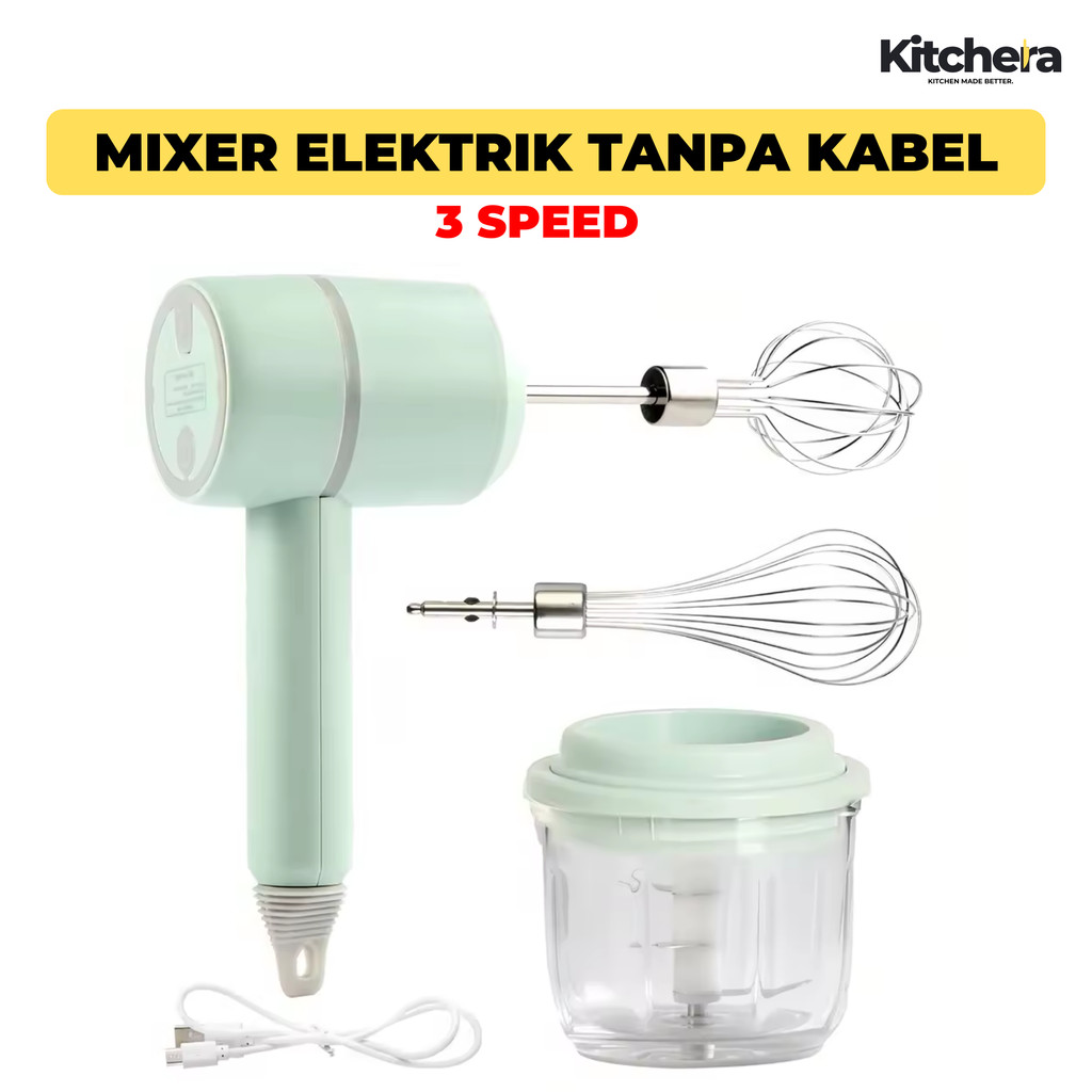 Hand Mixer Portable Rechargeable 3 Speed Mixer Kue Mixer Mini Mesin Pengaduk Adonan Mixer Tangan Pen