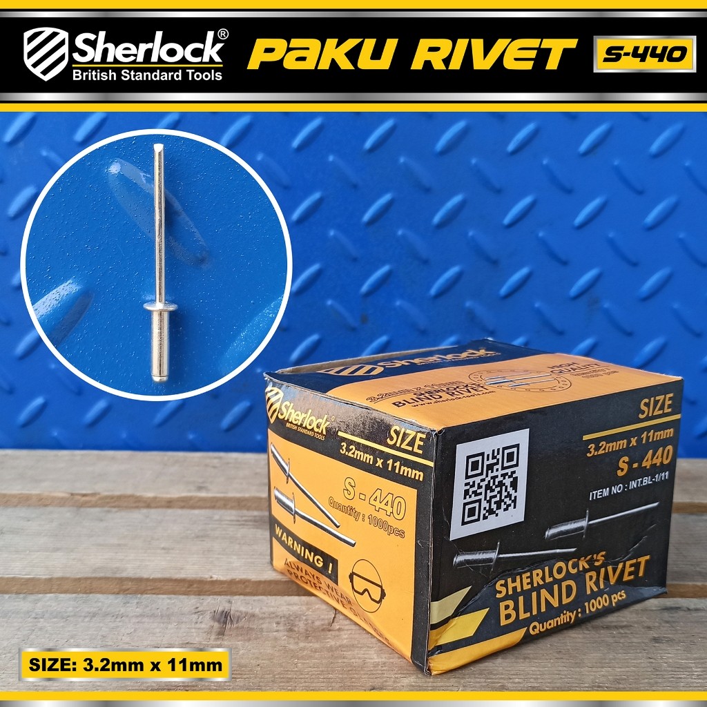 Paku Rivet Sherlock S - 440 size 3,2 mm x 11 mm (isi +/- 1000 pcs)
