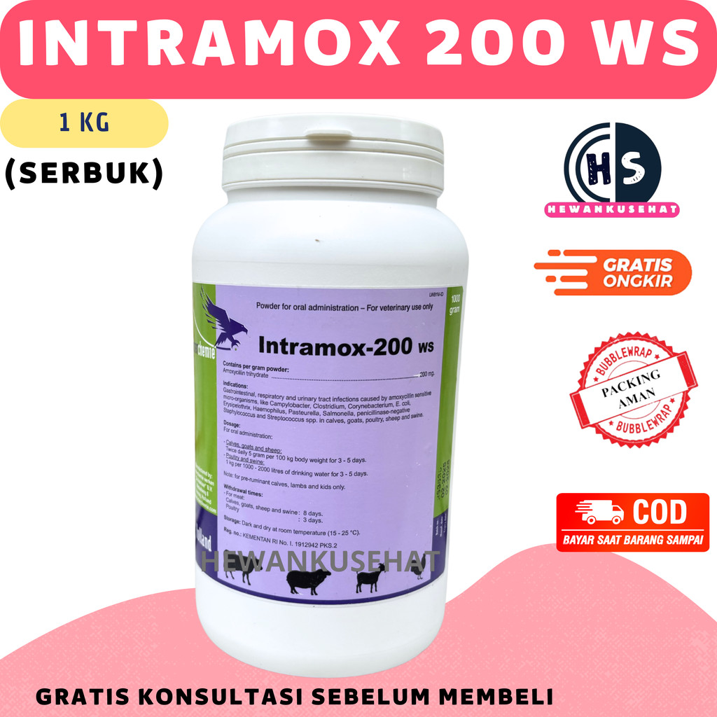 INTRAMOX 200 WS 1 KG (SERBUK) - TMC - Mengobati Infeksi Saluran Pencernaan dan Pernafasan Hewan Tern
