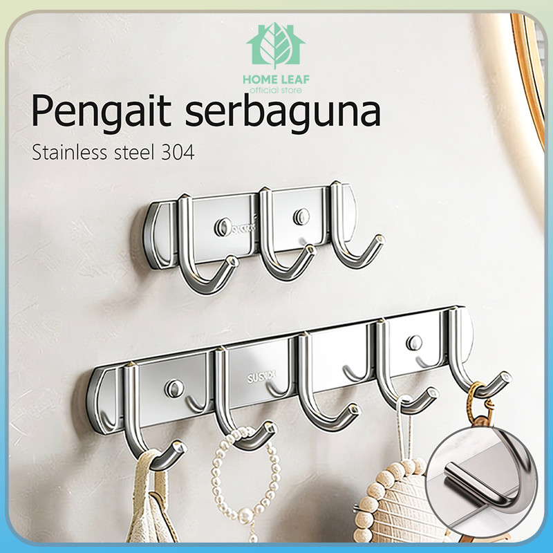 HOME LEAF - Gantungan Baju Stainless 3/5kait Tempel 3M Stainless SUS 304 Hook Hanger