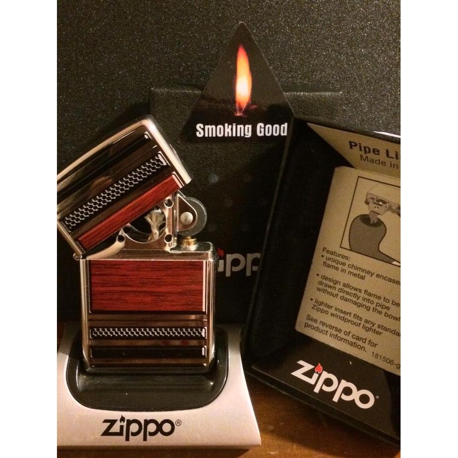 GIFTEMPIRE Zippo Steel & Wood Pipe Lighter 28676