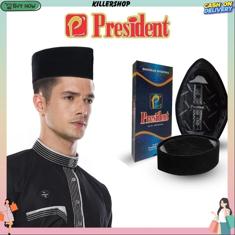 Songkok Peci President AC original 100% kopiah polos hitam peci president
