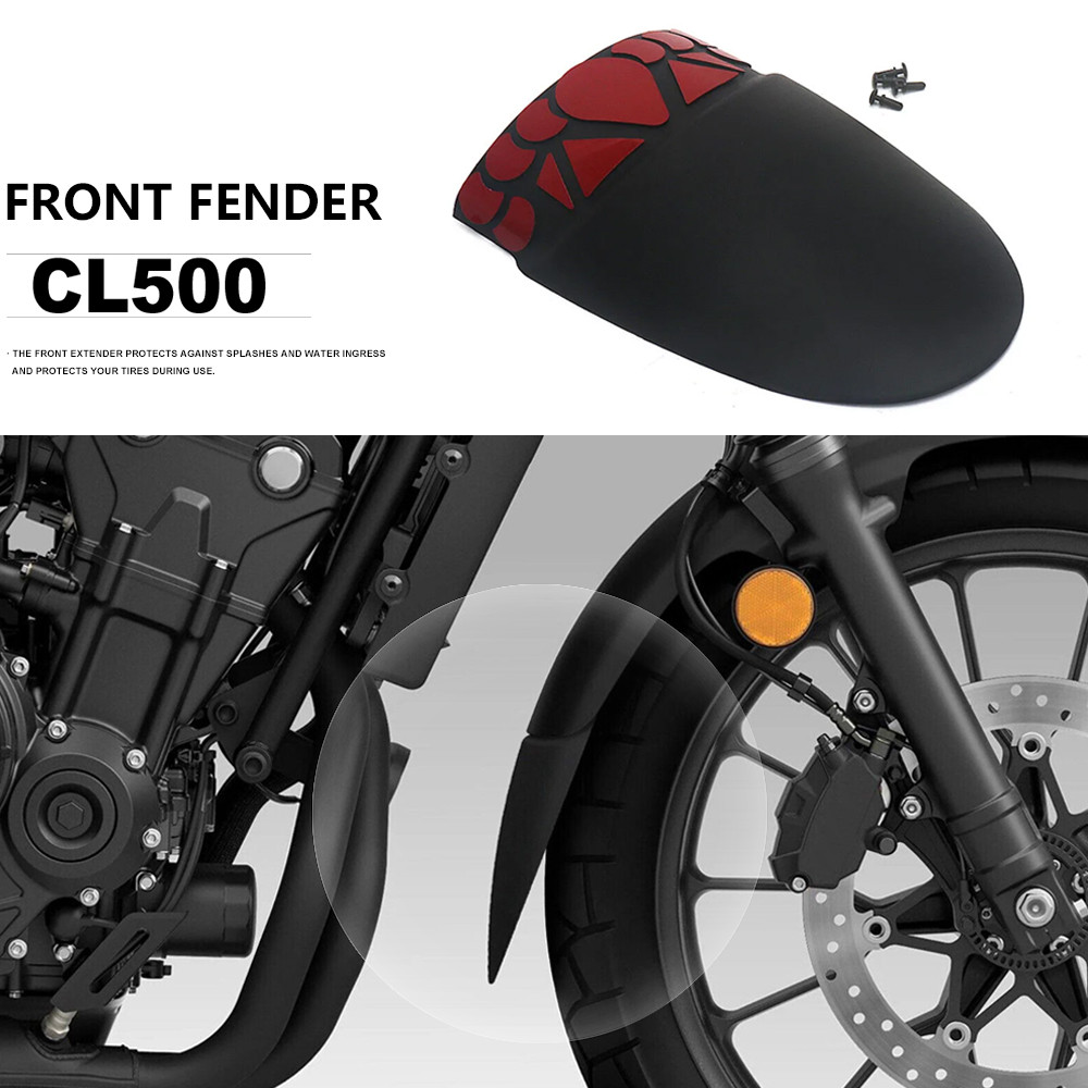 Cl500 CL 500 Aksesoris Motor Baru Ekstensi Spatbor Depan Hitam untuk Honda CL500 2023 2024