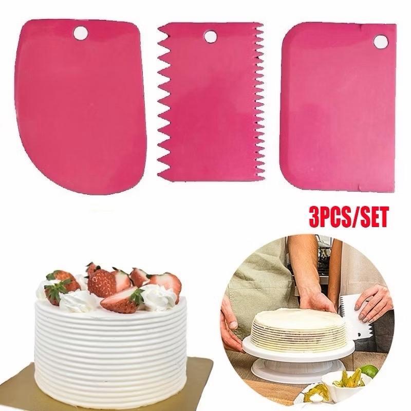 PEMOTONG ADONAN KUE / SCRAPER SET 3 IN 1 / SCRAPER CUTTER / ALAT DEKOR BUTTER CREAM / SCRAPER SET Al