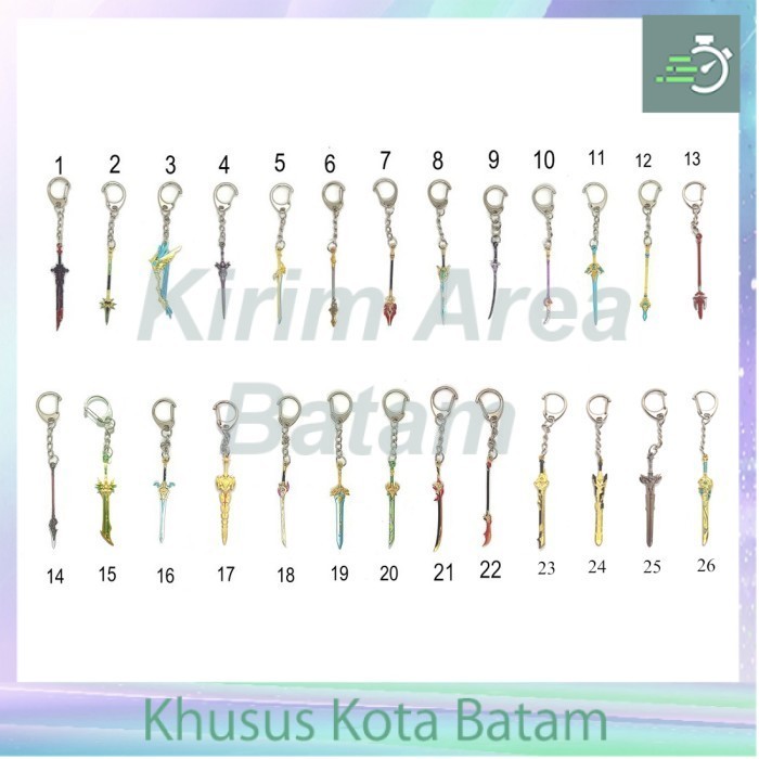 Gantungan kunci 6 cm pedamg kecil genshin impact wolf's gravestone