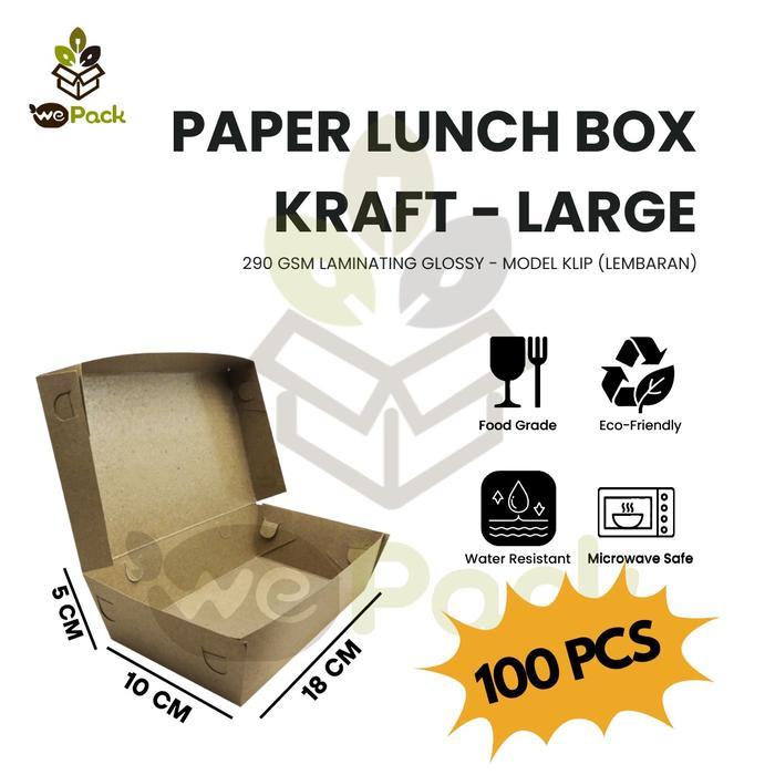 WfBerkah4 Paper Lunch Box L Food Grade Eco Paper Brown Craft 50pcs