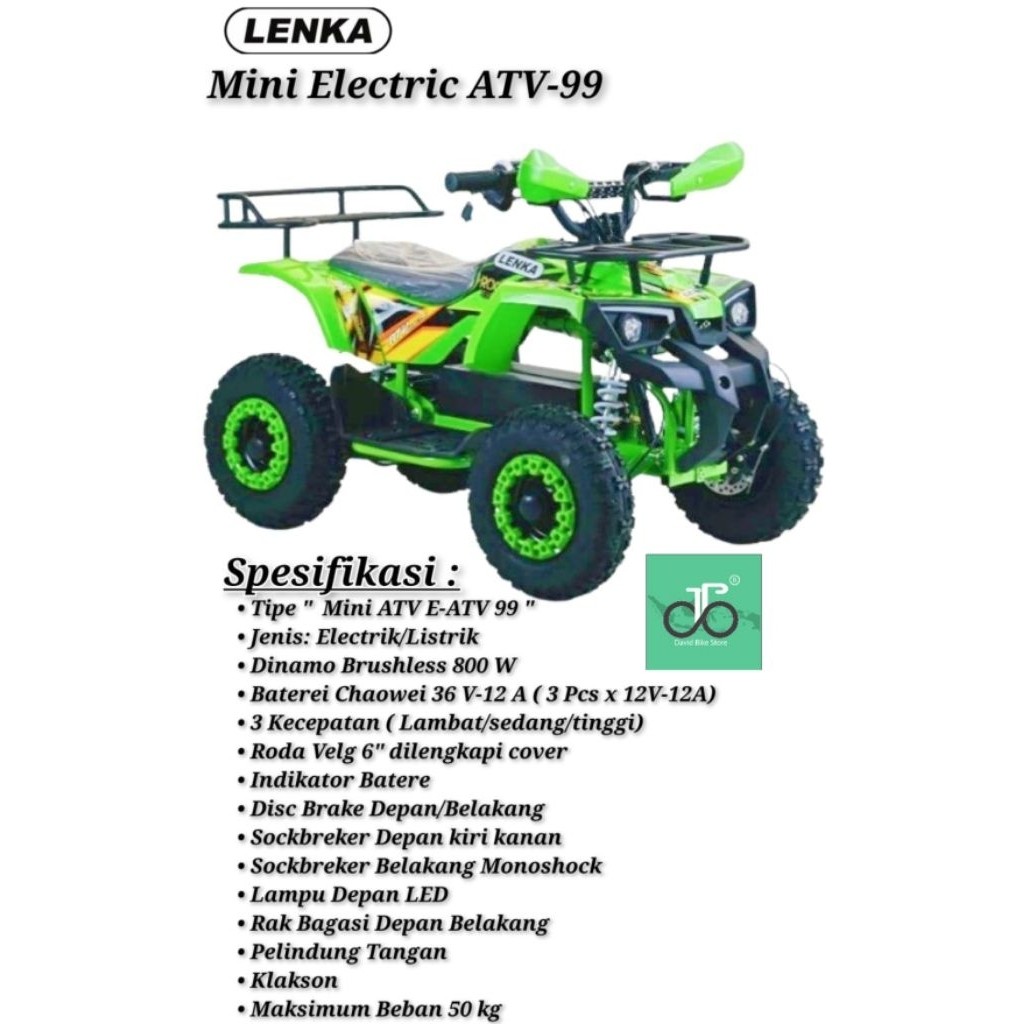 ATV listrik Lenka E-ATV99 Terbaru (Lenka Electric ATV-99) NEW