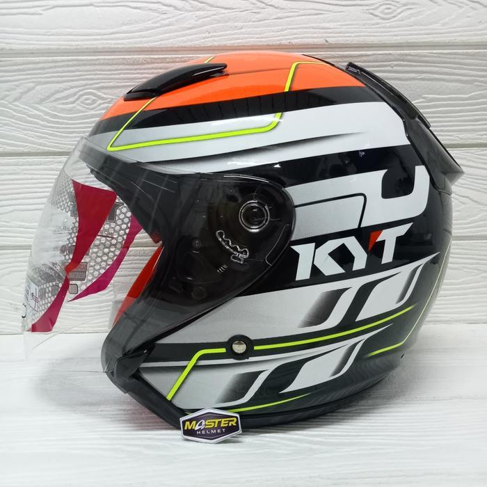 RIDERNEST Helm KYT DJmaru Dj Maru Motif Seri #16 Crimson Yellow Half Face - #13 ORANGE, M