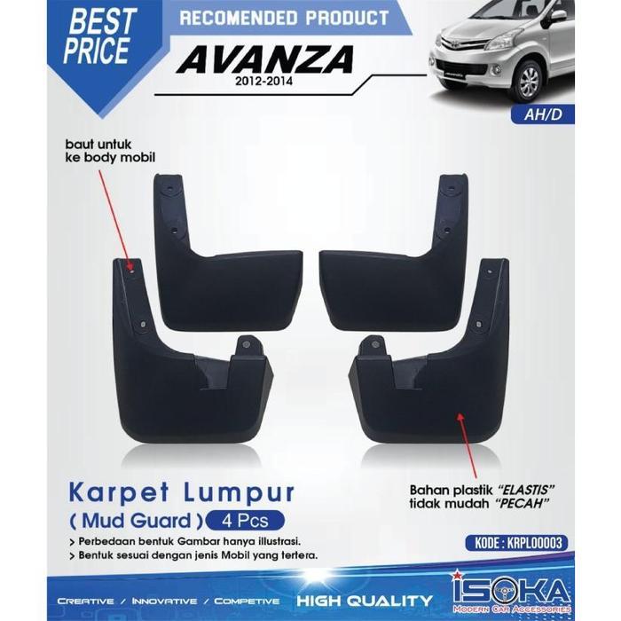 Mudguard Mud guard Karpet Lumpur AVANZA 2012 - 2014 - ISK
