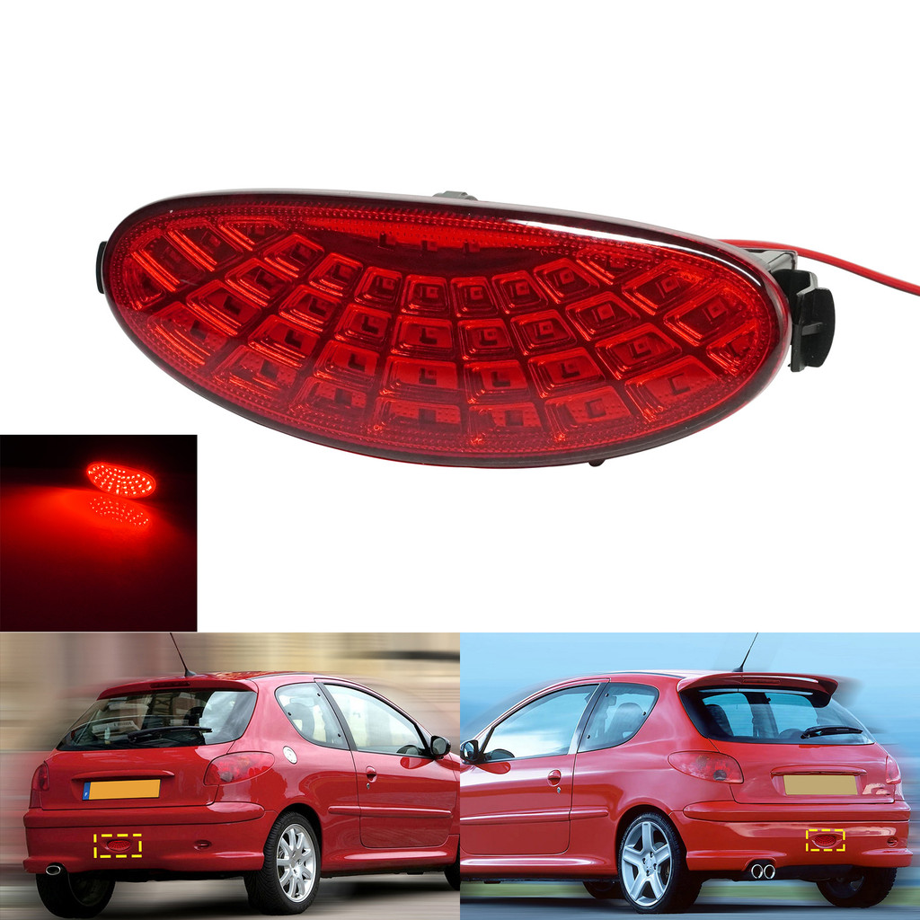 Red Lens LED Rear Bumper Driving Fog Light Lamp For Peugeot 206 Hatback 98-09