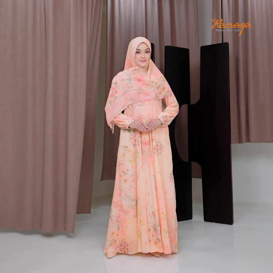 Gamis Umroh haji Set Syar'i Gayatri Full Motif Printing Premium By RANAYA