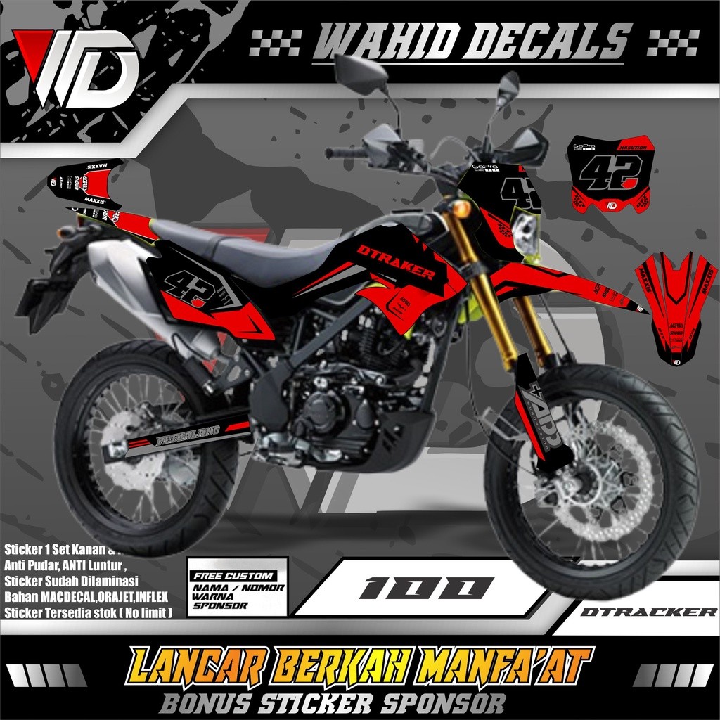 SKL 100 DECAL STIKER MOTOR D TRACKER FULL BODY VARIASI HITAM SUPER GLOSSY KEREN TERBARU