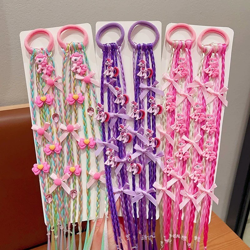 ED - IKAT RAMBUT ANAK WIG UNICORN MODEL KEPANG PANJANG LUCU / KUNCIRAN RAMBUT KOREA BANYAK WARNA PIL