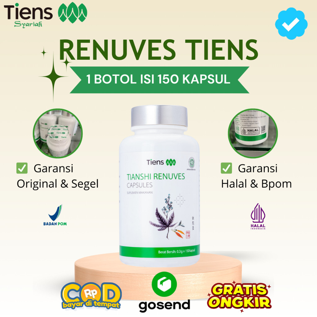 Renuves Tiens Capsules Original 1 Botol Segel Isi 150 Kapsul