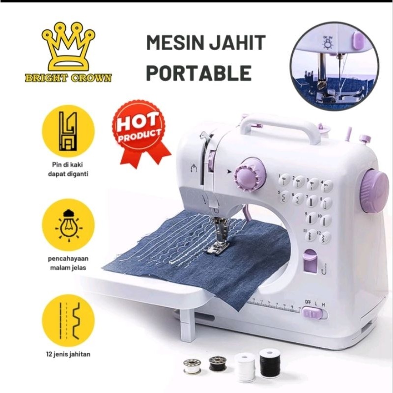 Mesin Jahit Mini Portabel 505A Multifungsi 12 Pola mesin Jahit Listrik Pakaian Jahit Tangan