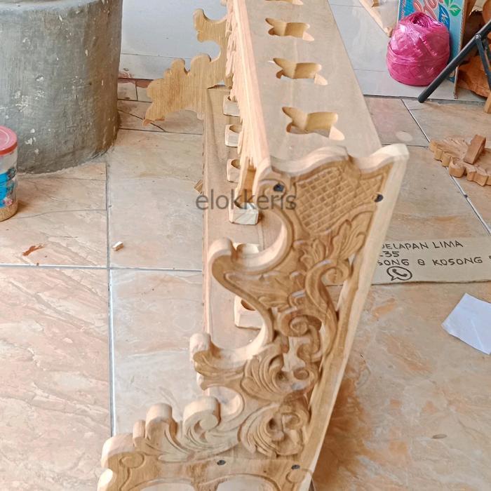 Blawong jakrak keris isi 7 jati mentahan full ukiran minimalis kanan kiri atas bawah seperti di gamb