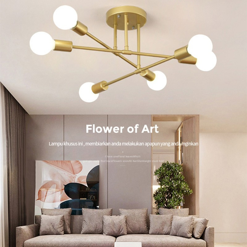 [TNT] Lampu gantung Chandelier 6/8Led Living Room Ceiling Chandelier Fitting Plafon Minimalis Ceilin