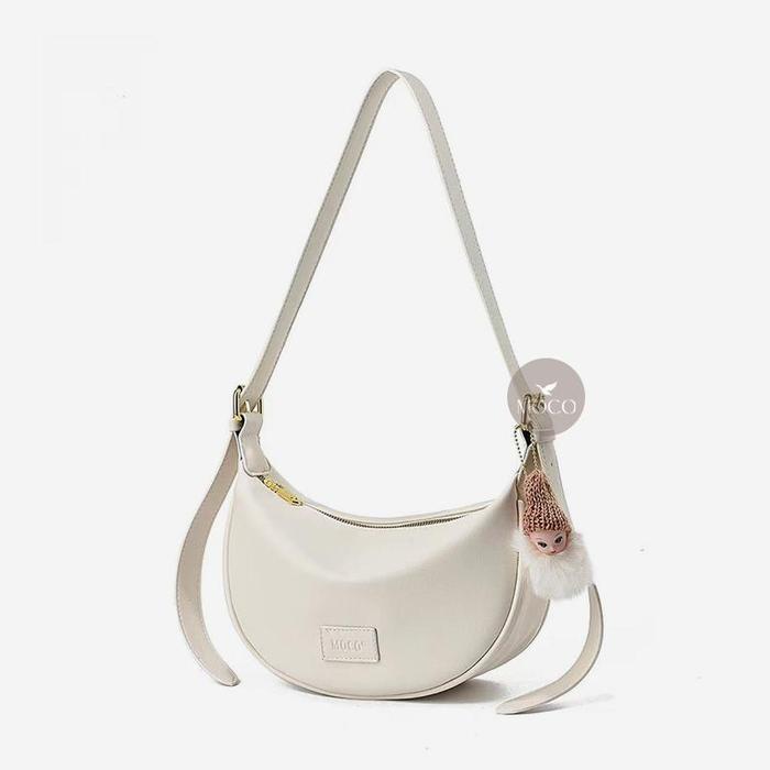 MOCO OFFICIAL - Nina Hobo Bag Fashion Tas Selempang Wanita Bag Charm Bulu Lucu Half Moon Sling Bag 2
