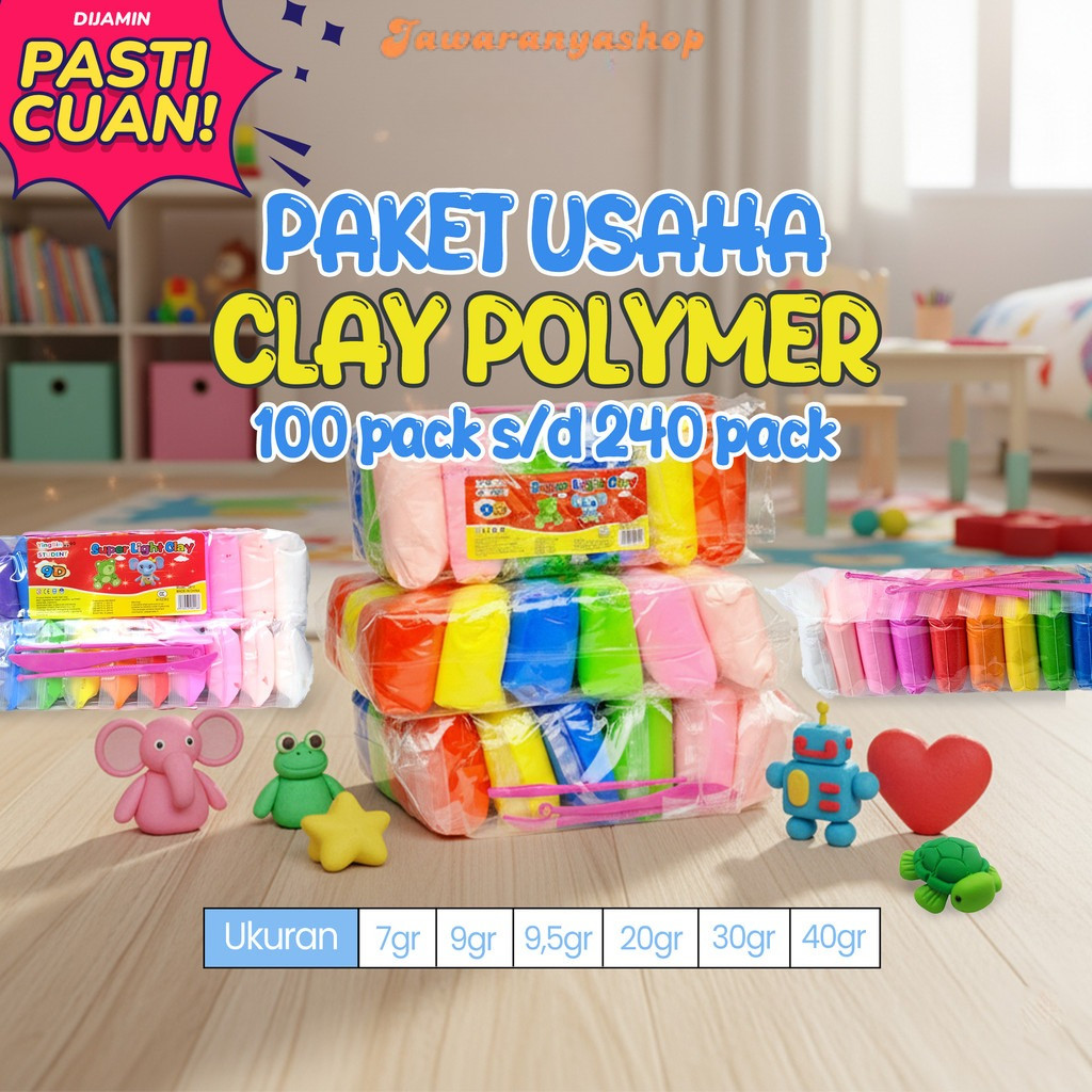 Paket Usaha Clay Mainan Anak / Lilin Anak / Polymer Clay / Slime Mainan Anak