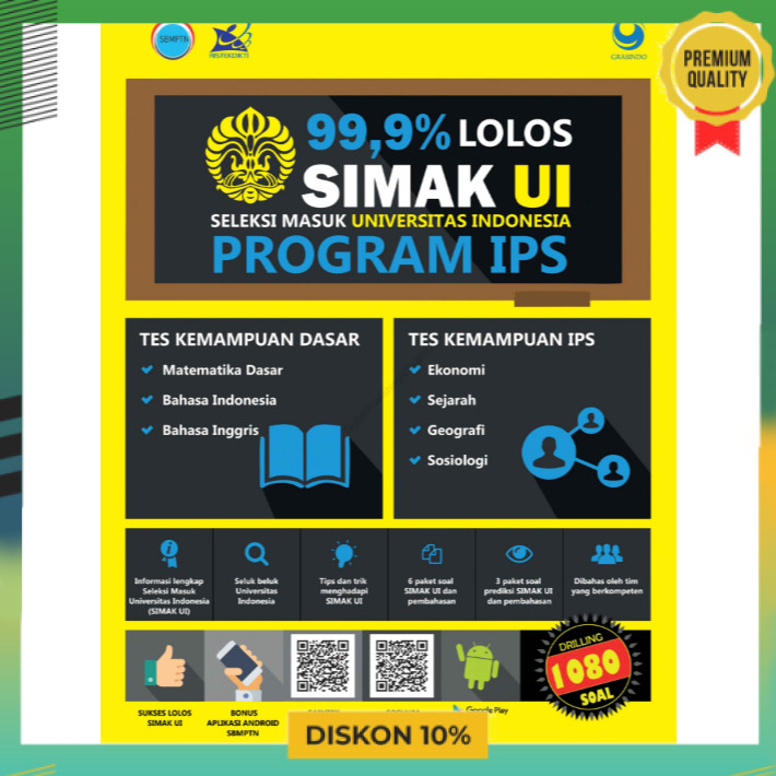 99,9% LOLOS SIMAK UI SELEKSI MASUK UNIVERSITAS INDONESIA PROGRAM IPS IDO115 AKADEMI CPNS