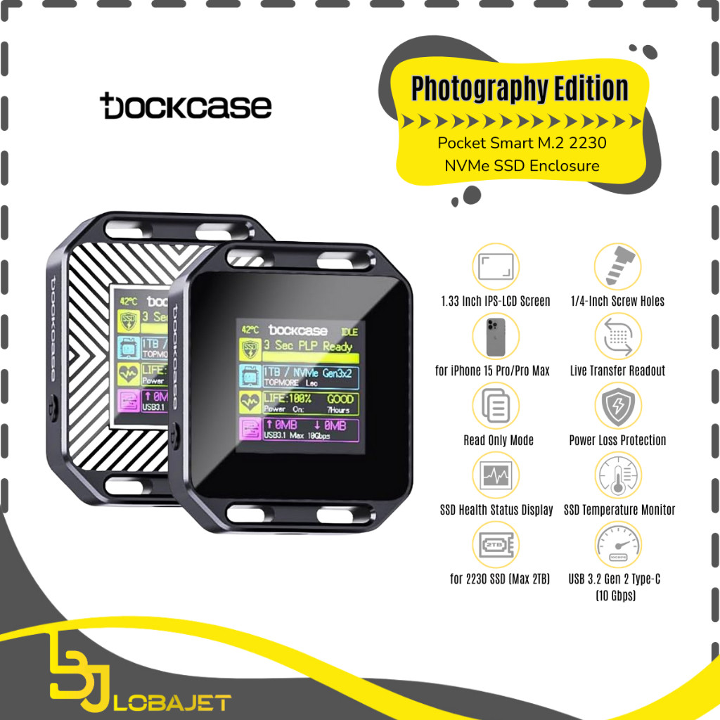 DOCKCASE Photography Edition - Pocket M2.2230 NVMe SSD Enclosure with LCD Display