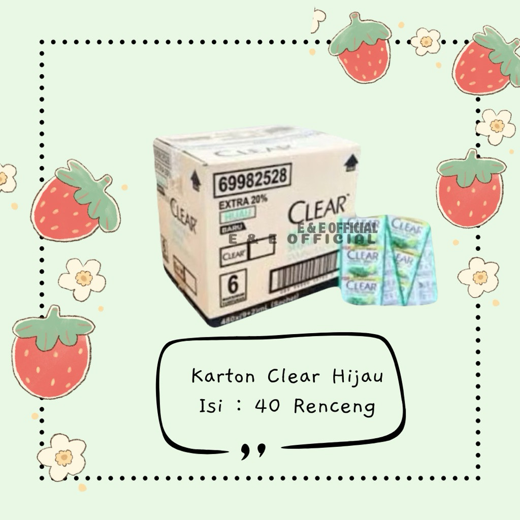 [ 1 KARTON ] SHAMPOO CLEAR SACHET RENCENGAN / SAMPO CLEAR HIJAU MENTHOL / SHAMPOO CLEAR RENCENG