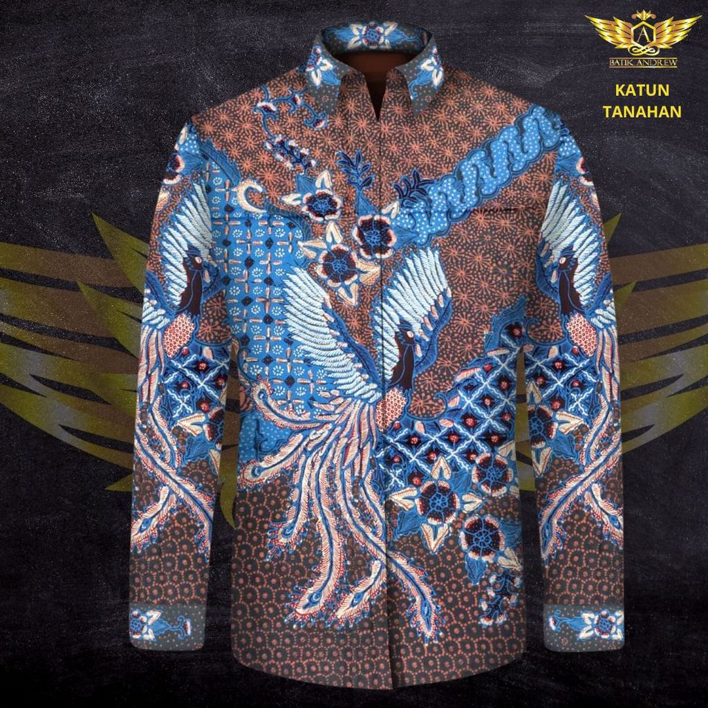 KAIN BATIK TULIS ASLI TANAHAN MOTIF 11 BAHAN KAIN KATUN KLASIK PRIA BURUNG BIRU
