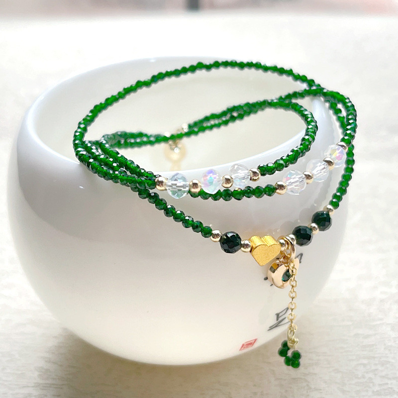 Batu pasir hijau berlapis emas 14k batu pasir emas batu pasir emas biru-hijau gelang tiga lilit berf