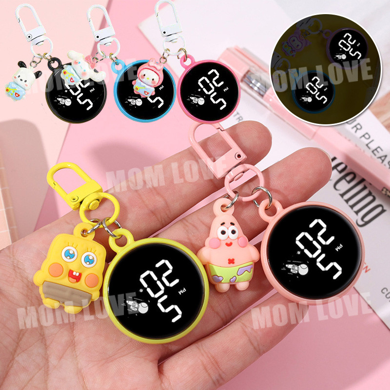 Gantungan Kunci Multifungsi Berbentuk Jam Jam Saku Stylish Jam Mini LED Digital Portabel Jam Elektro