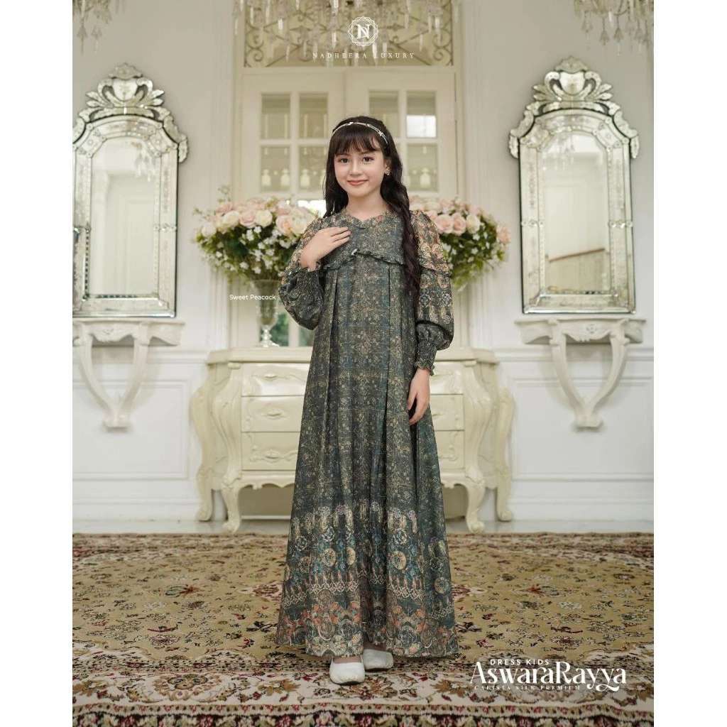 NADHEERA GAMIS ANAK ASWARARAYYA DRESS KIDS SWEET PEACOCK